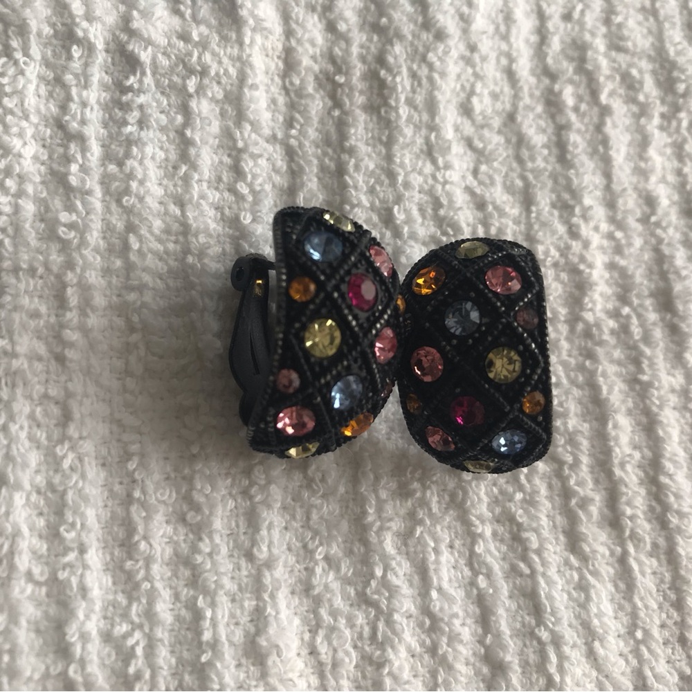 Colorful Rhinestone Clip-On Earrings